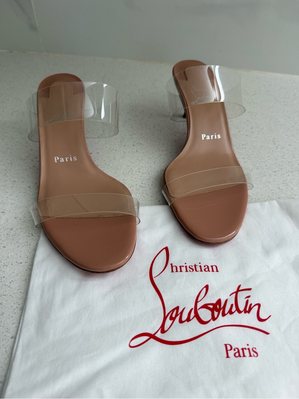 Christian Louboutin Mules Just Nothing Kitten Heel Leather Size EU 36.5 US 6.5